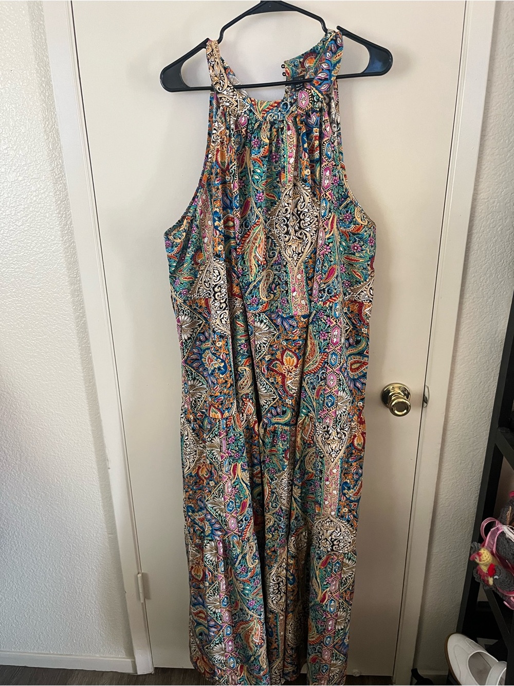 SHEIN Multicolor Paisley Halter Jumpsuit - Teal, Pink, Orange